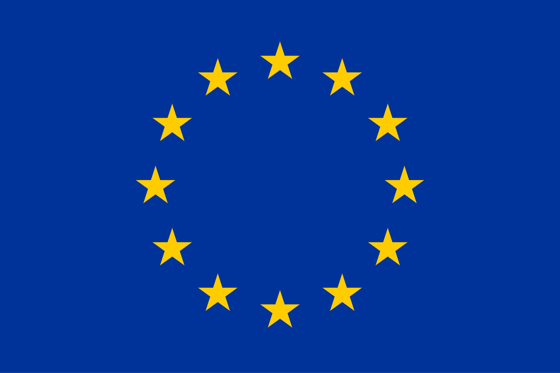 Flaga Unii Europejskiej niebieskie tło żółte gwiazdy w kole