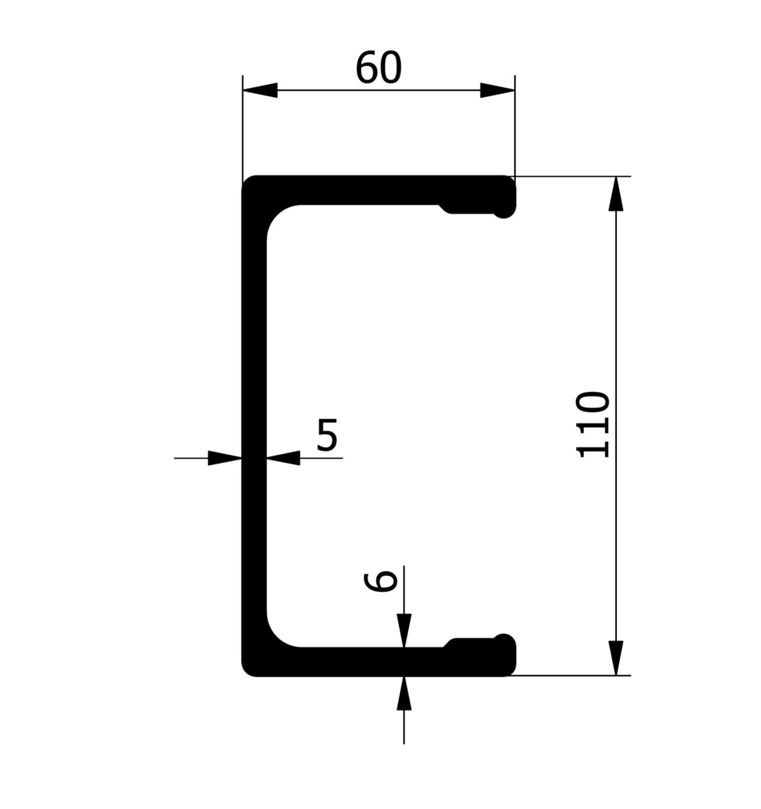 Profil aluminiowy ramy C110 wymiary 110 na 60 milimetrów