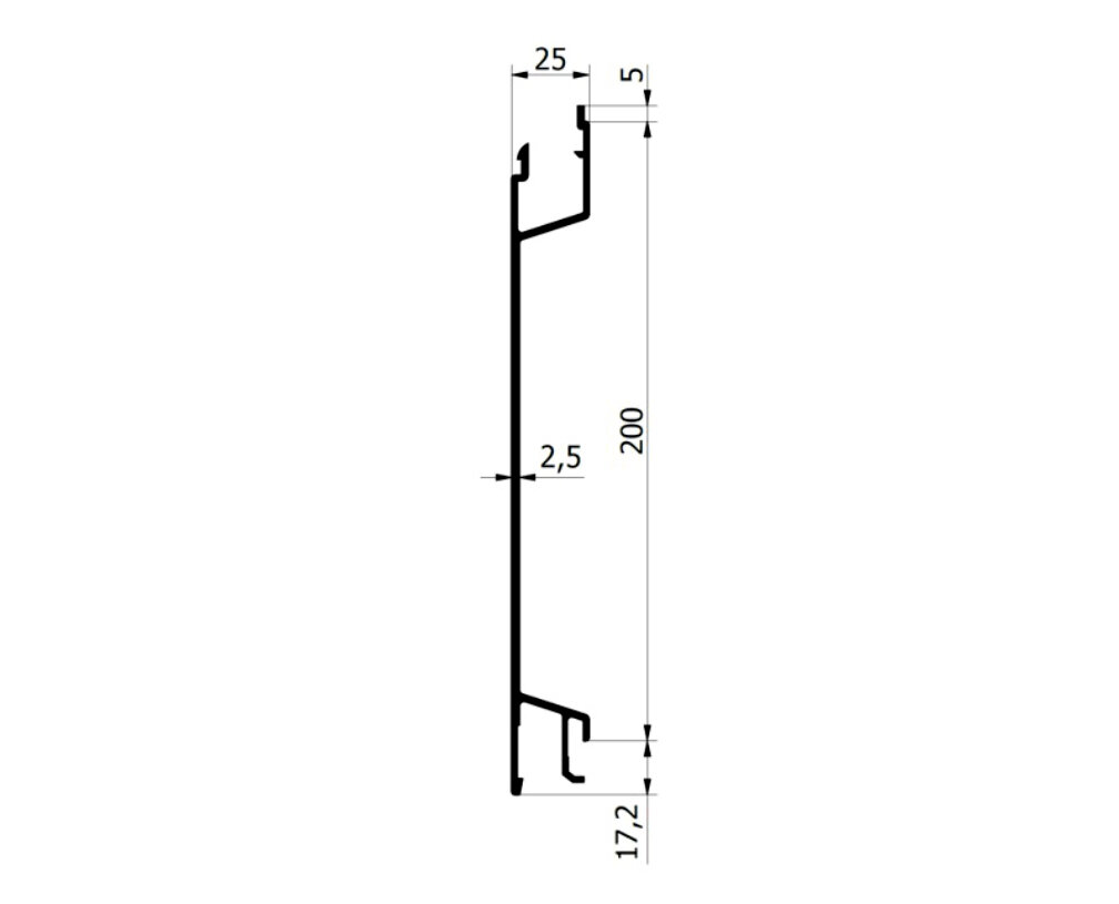 Profil burtowy dolny aluminiowy 200 mm z uszczelką