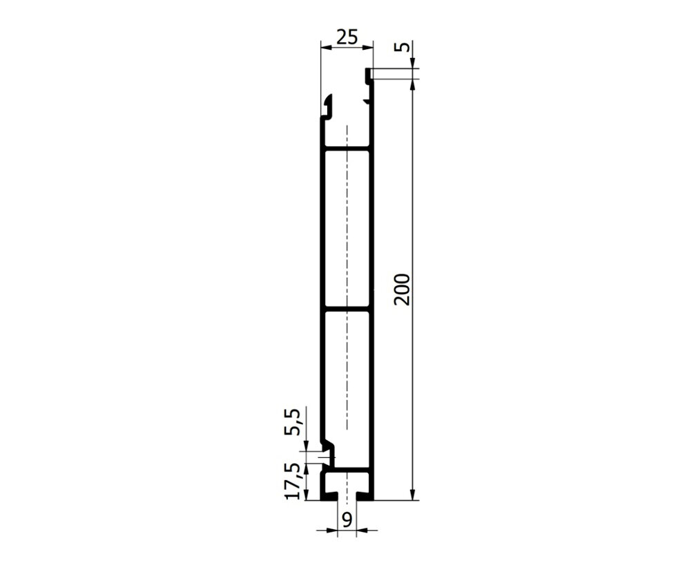 profil burtowy dolny 200 mm pod uszczelkę aluminium anoda