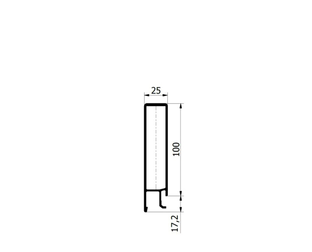 Profil burtowy dolny aluminiowy 200 mm pod uszczelkę