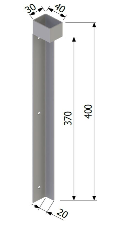 Profil kątownika zamkniętego 400 mm ocynkowany prawy element