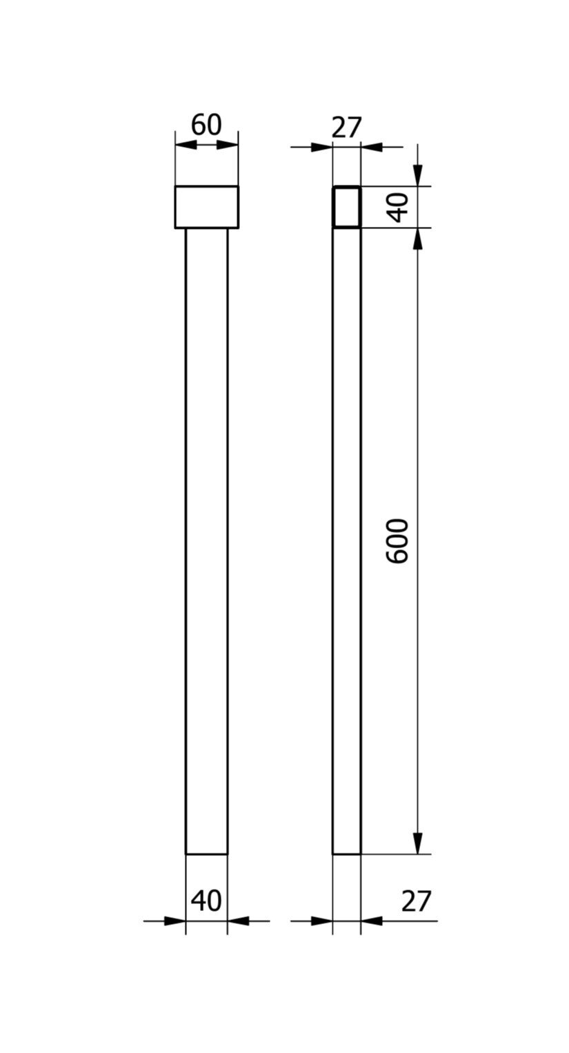 Uchwyt statywu regulowany 600 mm profil 80x35 wymiary techniczne
