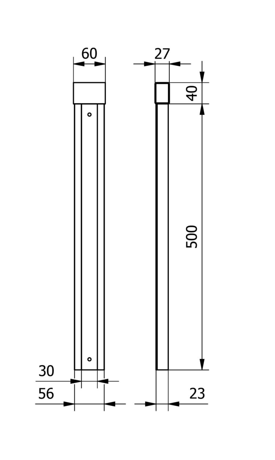 uchwyt statywu regulowany omega 600 mm wymiary techniczne