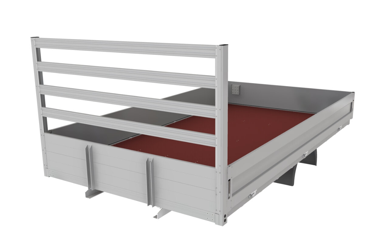 Stelaż plandeki z przetłoczoną deską i profilami aluminiowymi