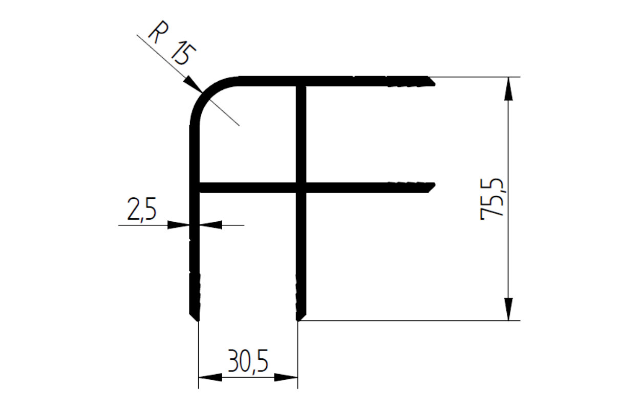 Profil zewnętrzny kontenera 30 mm wymiary przekrój techniczny