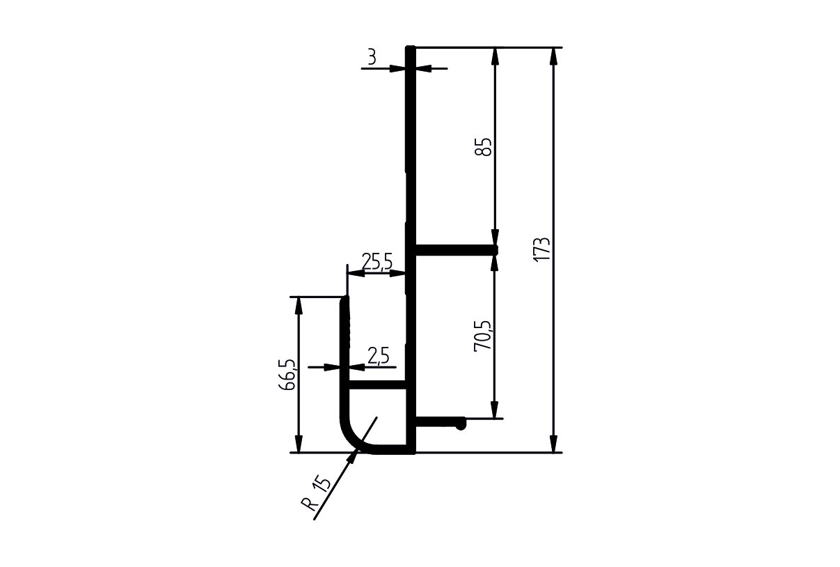 Profil obwodowy kontenera przekrój wymiary 25x25 mm